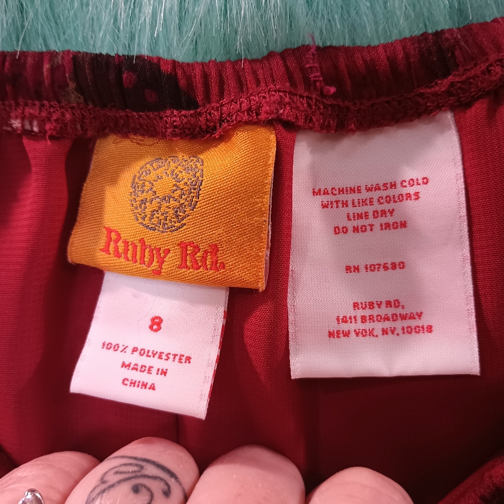 Ruby Rd Red And Tan Pattern Maxi Skirt Size 8 - image 5